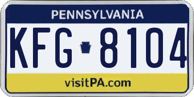 PA license plate KFG8104