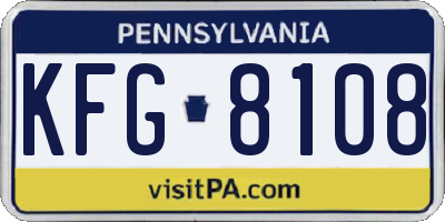 PA license plate KFG8108
