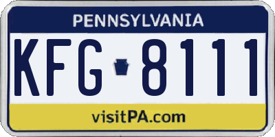 PA license plate KFG8111