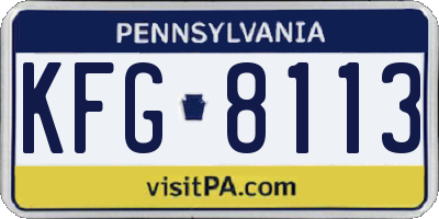 PA license plate KFG8113