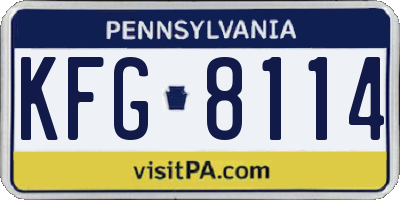 PA license plate KFG8114