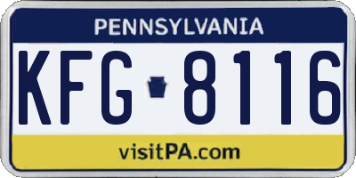 PA license plate KFG8116