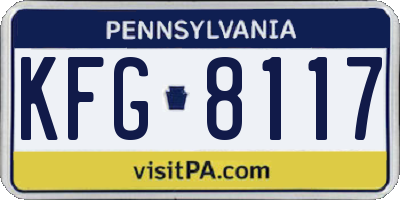 PA license plate KFG8117