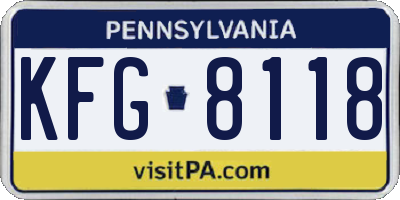 PA license plate KFG8118