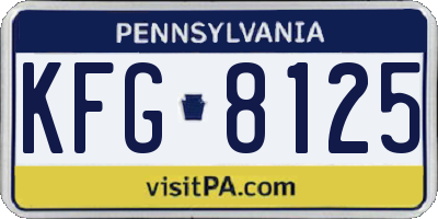 PA license plate KFG8125