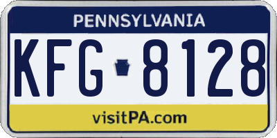 PA license plate KFG8128