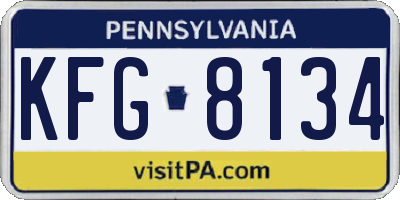 PA license plate KFG8134