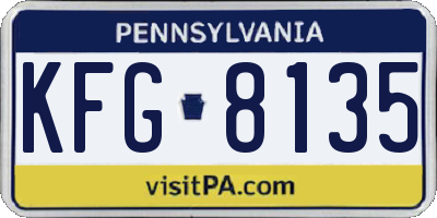 PA license plate KFG8135