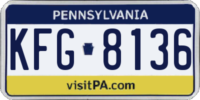 PA license plate KFG8136