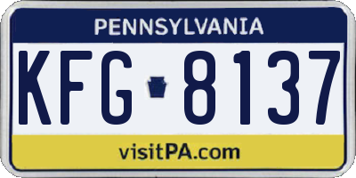 PA license plate KFG8137