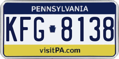 PA license plate KFG8138