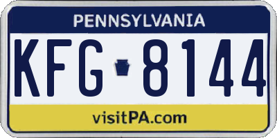 PA license plate KFG8144