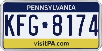 PA license plate KFG8174