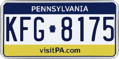 PA license plate KFG8175