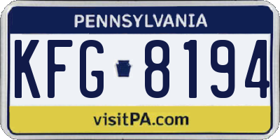 PA license plate KFG8194