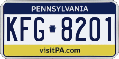 PA license plate KFG8201