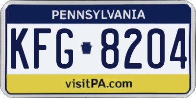 PA license plate KFG8204