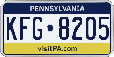 PA license plate KFG8205