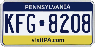 PA license plate KFG8208