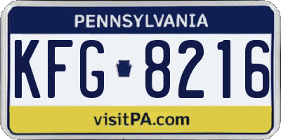 PA license plate KFG8216