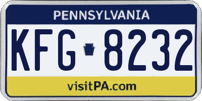 PA license plate KFG8232