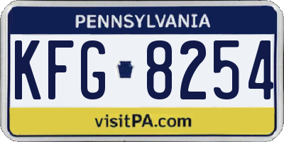 PA license plate KFG8254