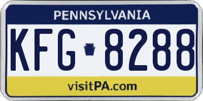PA license plate KFG8288