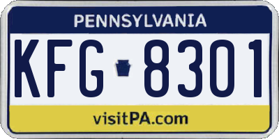 PA license plate KFG8301
