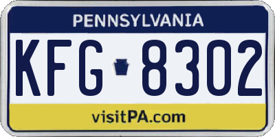 PA license plate KFG8302
