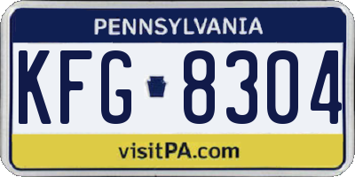 PA license plate KFG8304