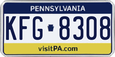 PA license plate KFG8308