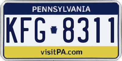 PA license plate KFG8311