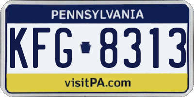 PA license plate KFG8313
