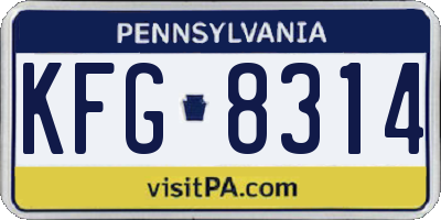 PA license plate KFG8314