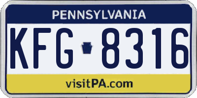 PA license plate KFG8316