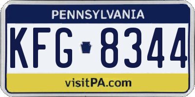 PA license plate KFG8344