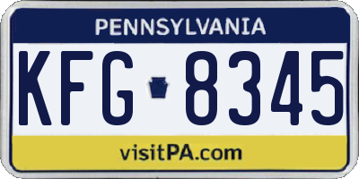 PA license plate KFG8345