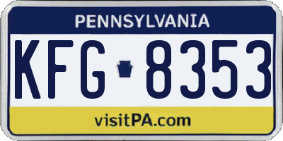 PA license plate KFG8353