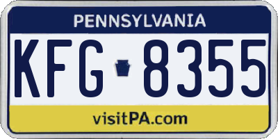 PA license plate KFG8355