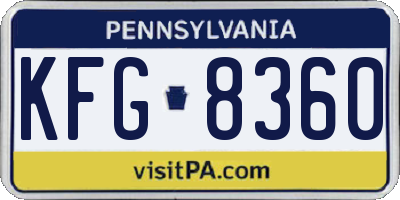 PA license plate KFG8360