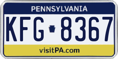 PA license plate KFG8367