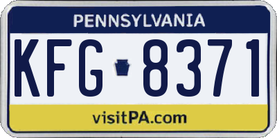 PA license plate KFG8371