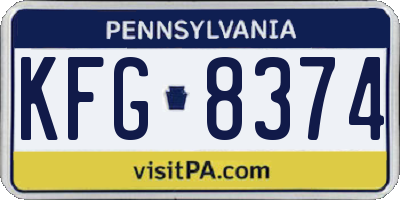 PA license plate KFG8374