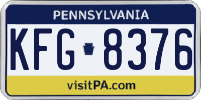 PA license plate KFG8376