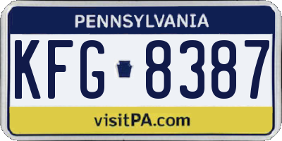 PA license plate KFG8387