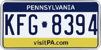 PA license plate KFG8394
