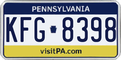PA license plate KFG8398