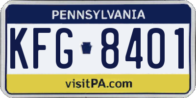PA license plate KFG8401