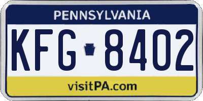 PA license plate KFG8402