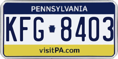 PA license plate KFG8403